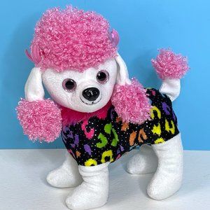 RARE Hug Fun White Pink‎ Poodle Puppy Dog Colorful 9" Plush Stuffed Animal Toy